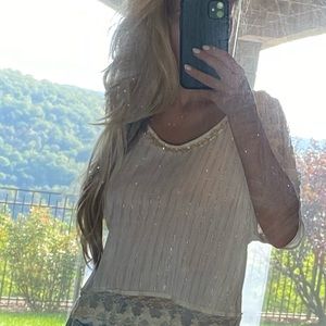 Free people sheer white crop top